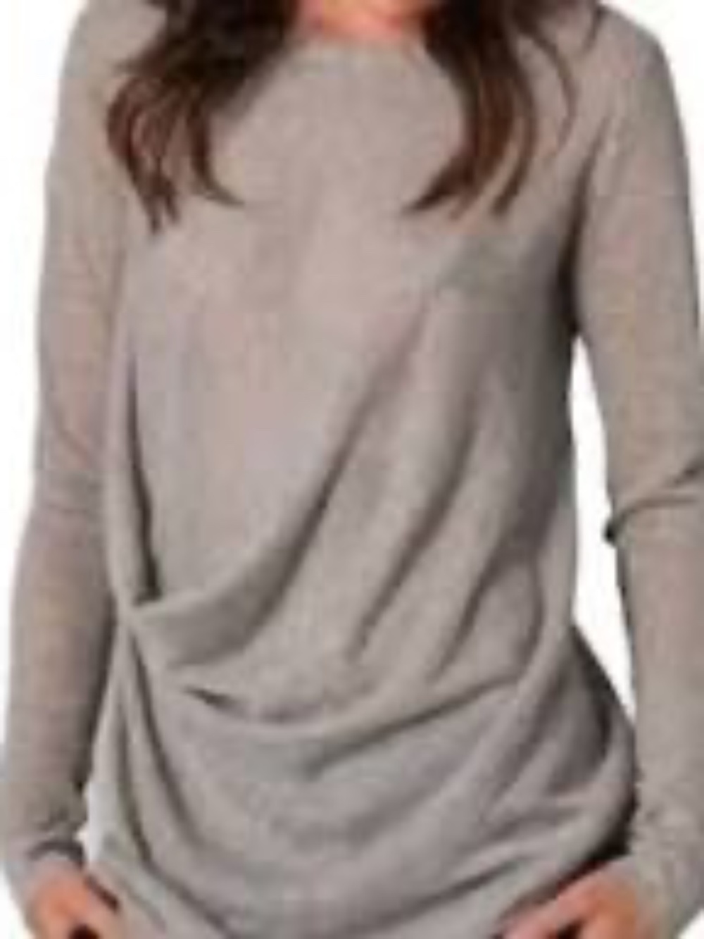 Theory Calvana Galaxy Draped Neckline Semi-Sheer Long Sleeve Color Grey Size M